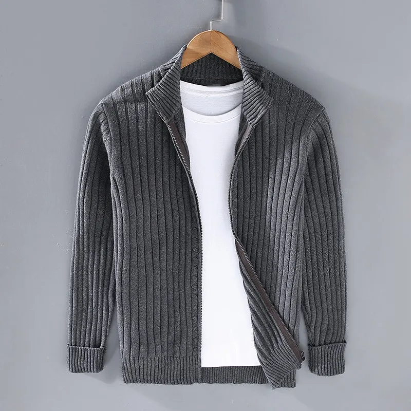 Gustav | Men's Ribbed Zip up Cardigan Knit