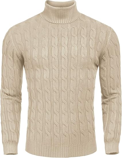 Hugh | Men's Cable Knit Roll Neck Jumper