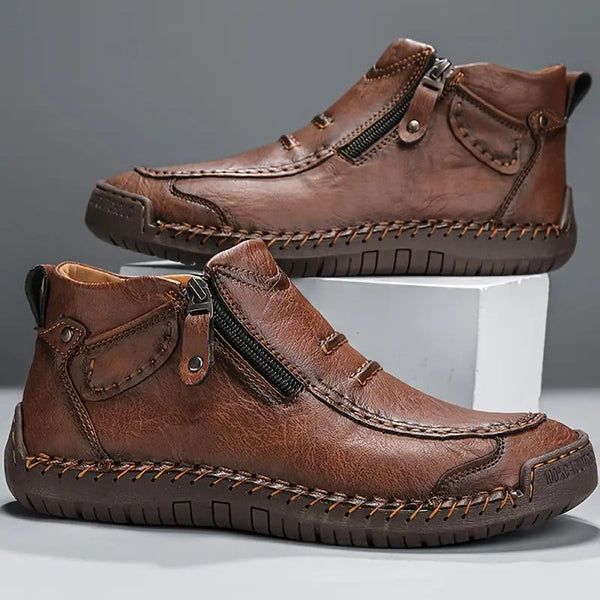 Men's Cushioned Side-Zip Leather Boots