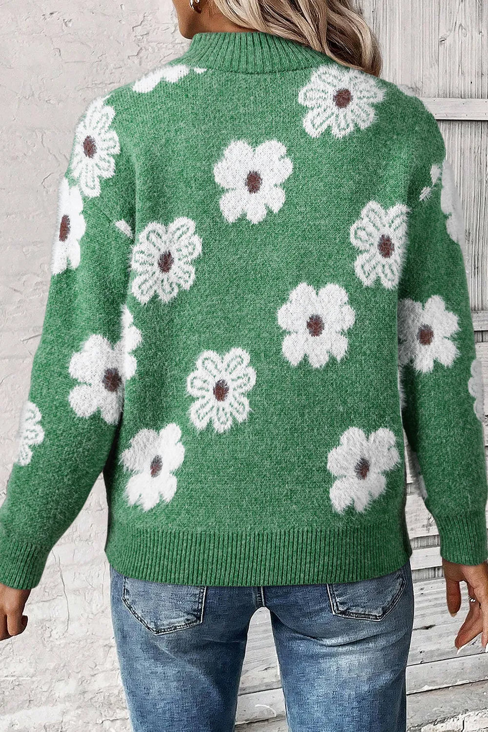 Ilse | Women's Floral Zip up Jumper Knitted