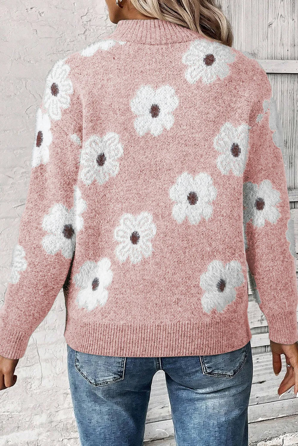 Ilse | Women's Floral Zip up Jumper Knitted