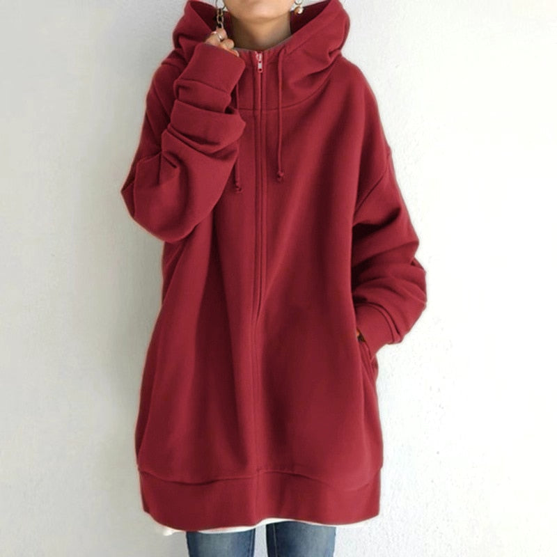 Isadora | Women's Oversized Hooded Zip up Jumper