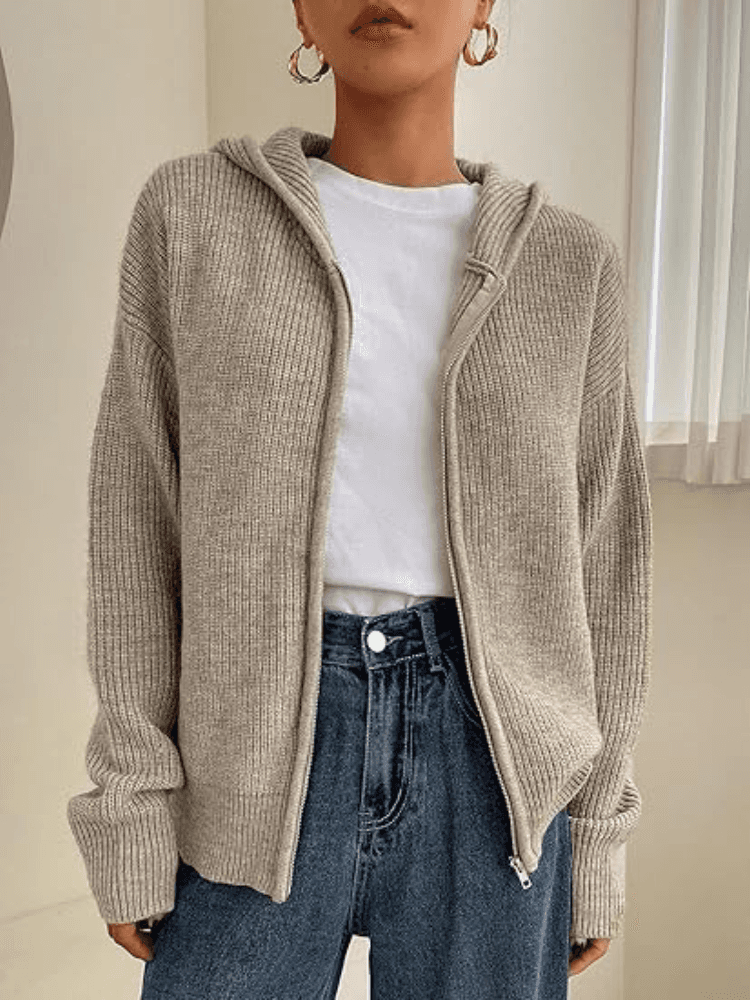 Ivy | Women's Hooded Zip up Knitted Jumper