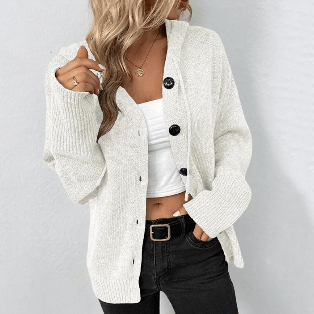 Junia | Women's Hooded Button Front Cardigan Knitted