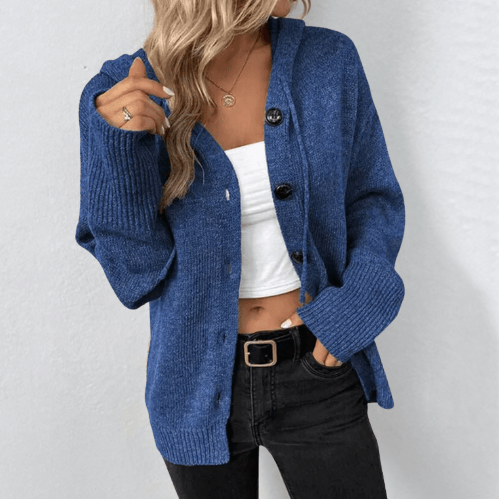 Junia | Women's Hooded Button Front Cardigan Knitted