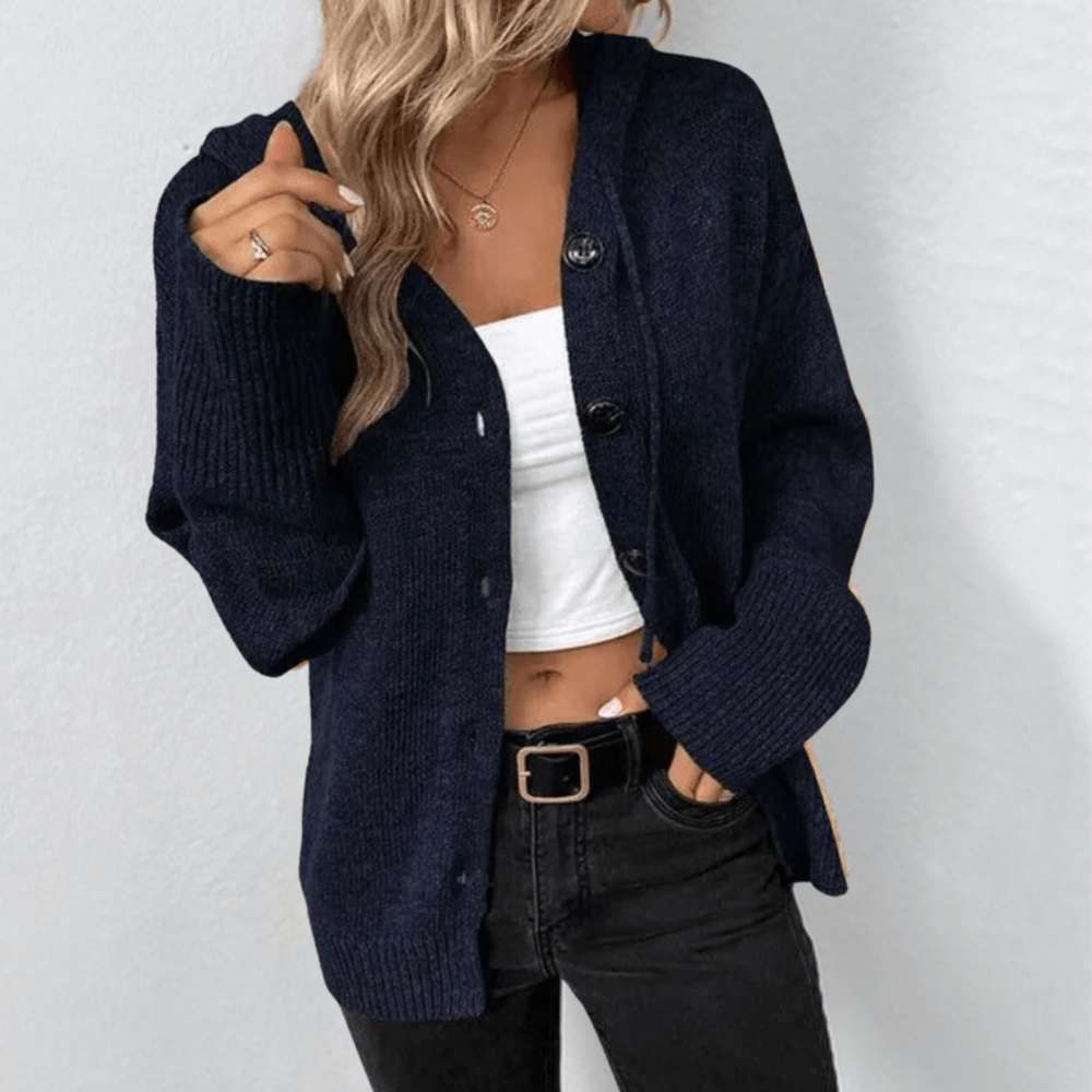 Junia | Women's Hooded Button Front Cardigan Knitted