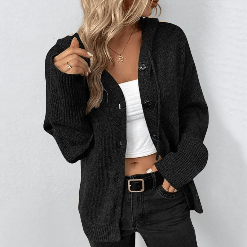 Junia | Women's Hooded Button Front Cardigan Knitted