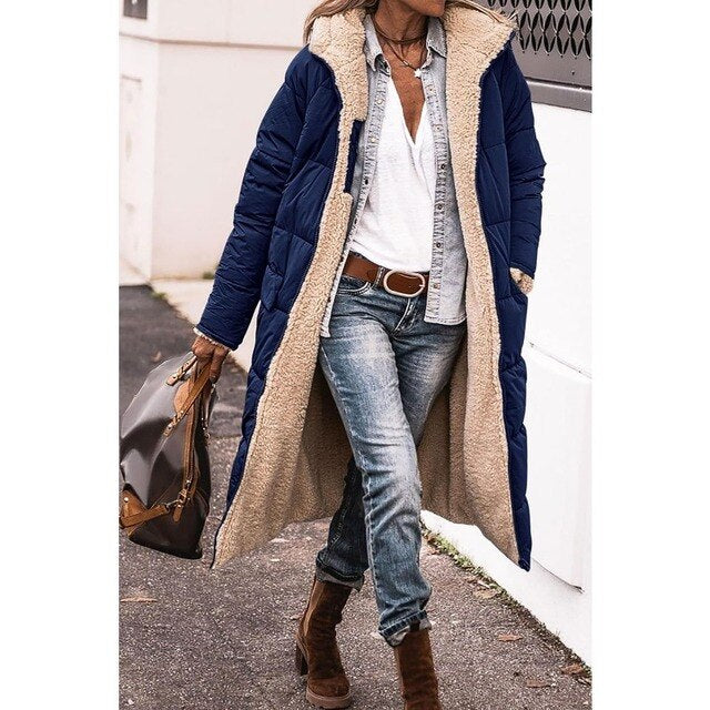 Women's Long Fleece-Lined Winter Jacket