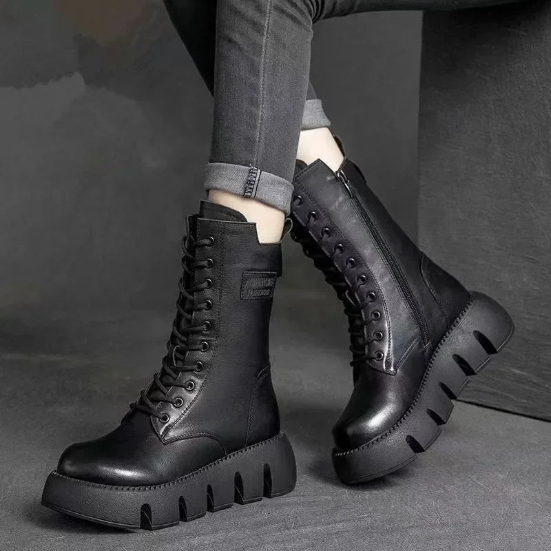 Magnolia | Women's Round Toe Leather Winter Boots