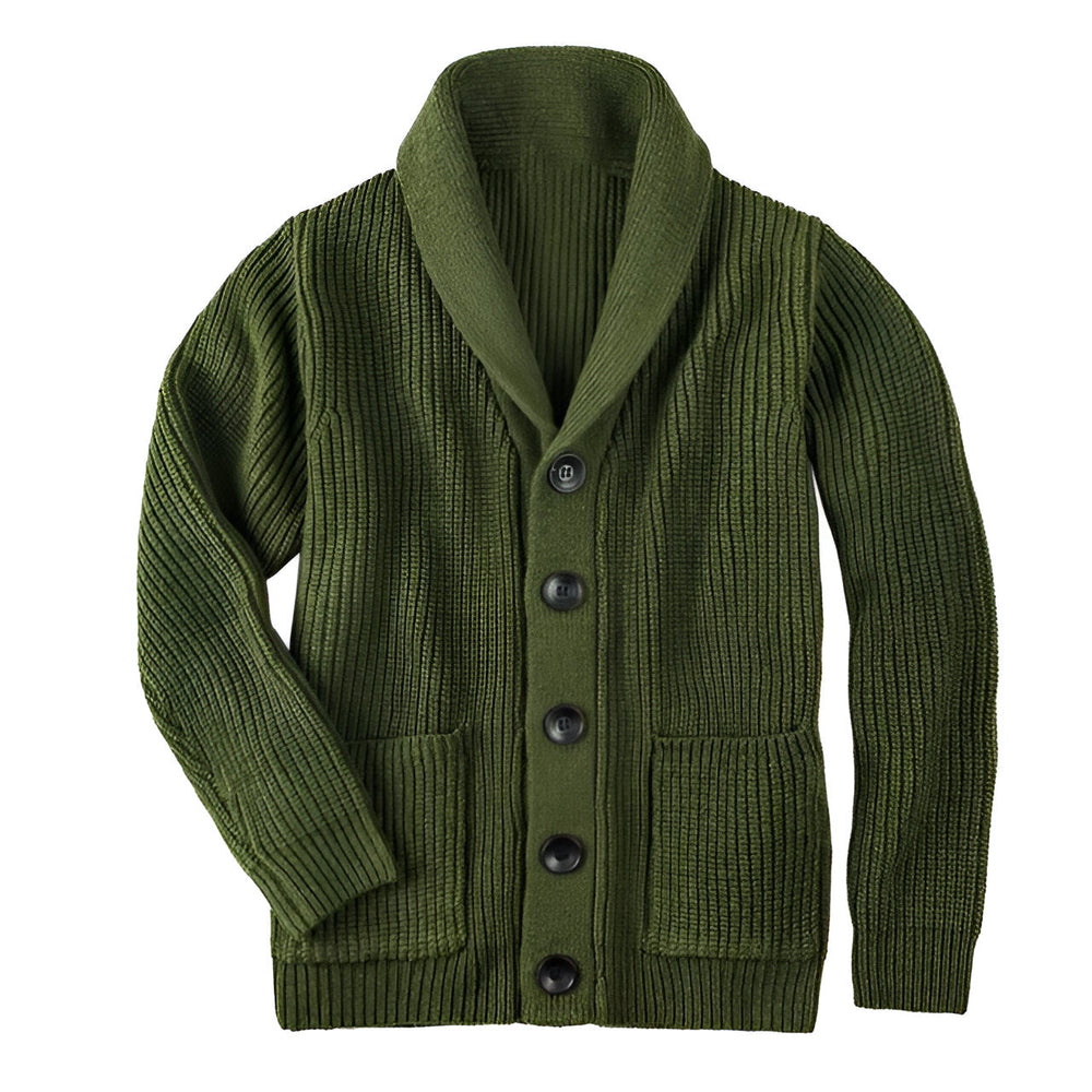 Broderick - Cable Knit V-Neck Cardigan