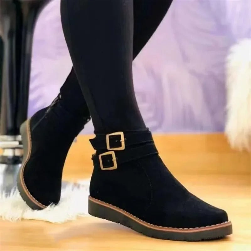 Women's Double Buckle Ankle Boots