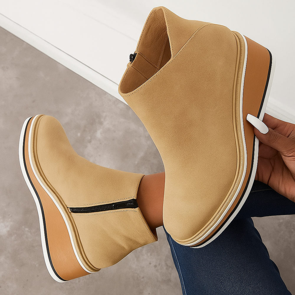 Noelle | Women's Platform Leather Ankle Boots