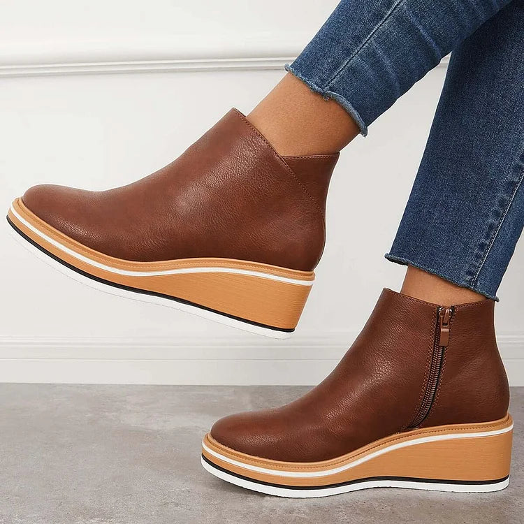 Noelle | Women's Platform Leather Ankle Boots