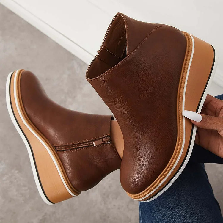 Noelle | Women's Platform Leather Ankle Boots