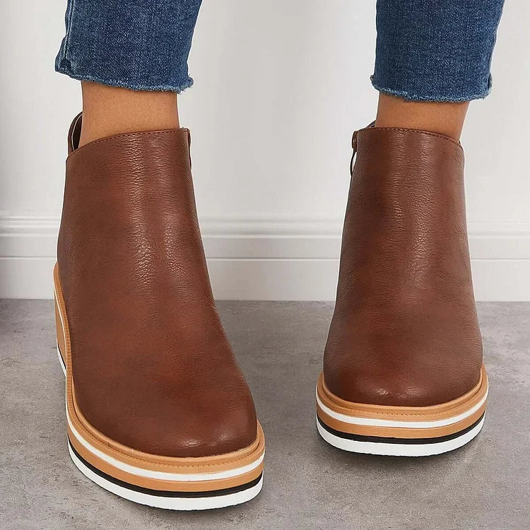 Noelle | Women's Platform Leather Ankle Boots