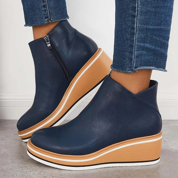 Noelle | Women's Platform Leather Ankle Boots