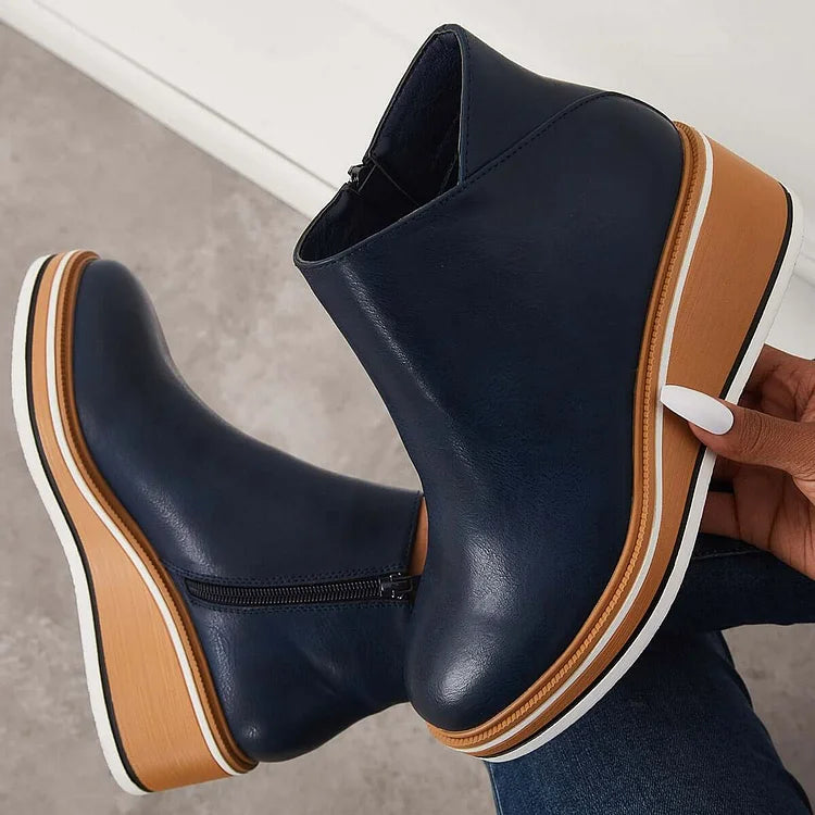 Noelle | Women's Platform Leather Ankle Boots