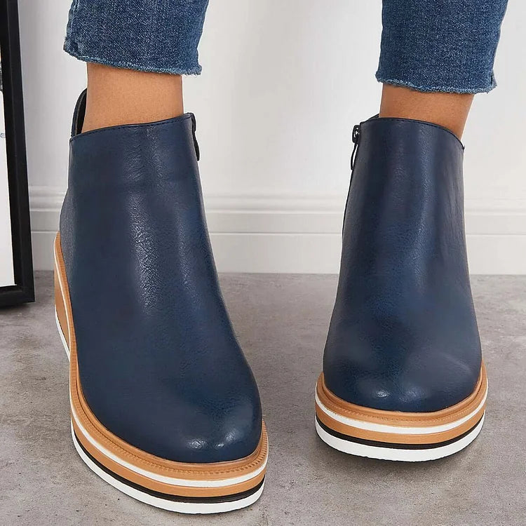 Noelle | Women's Platform Leather Ankle Boots