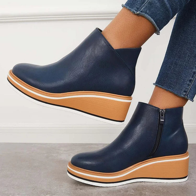 Noelle | Women's Platform Leather Ankle Boots