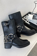 Petra | Women's Buckle Chunky Ankle Boots Leather