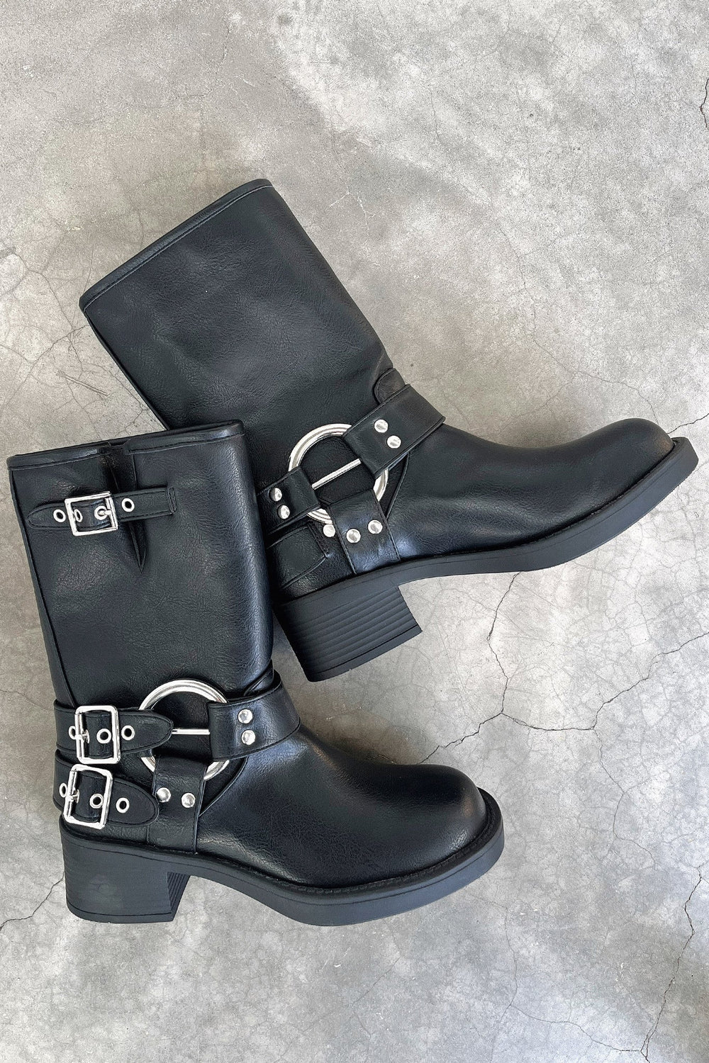 Petra | Women's Buckle Chunky Ankle Boots Leather