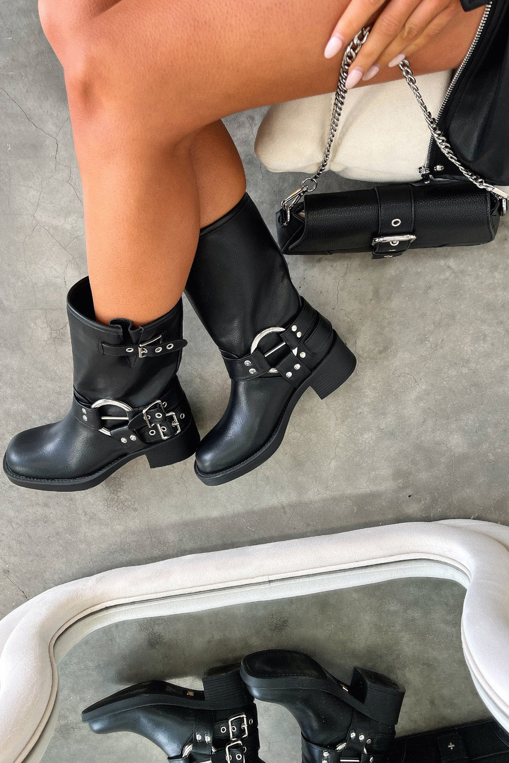 Petra | Women's Buckle Chunky Ankle Boots Leather
