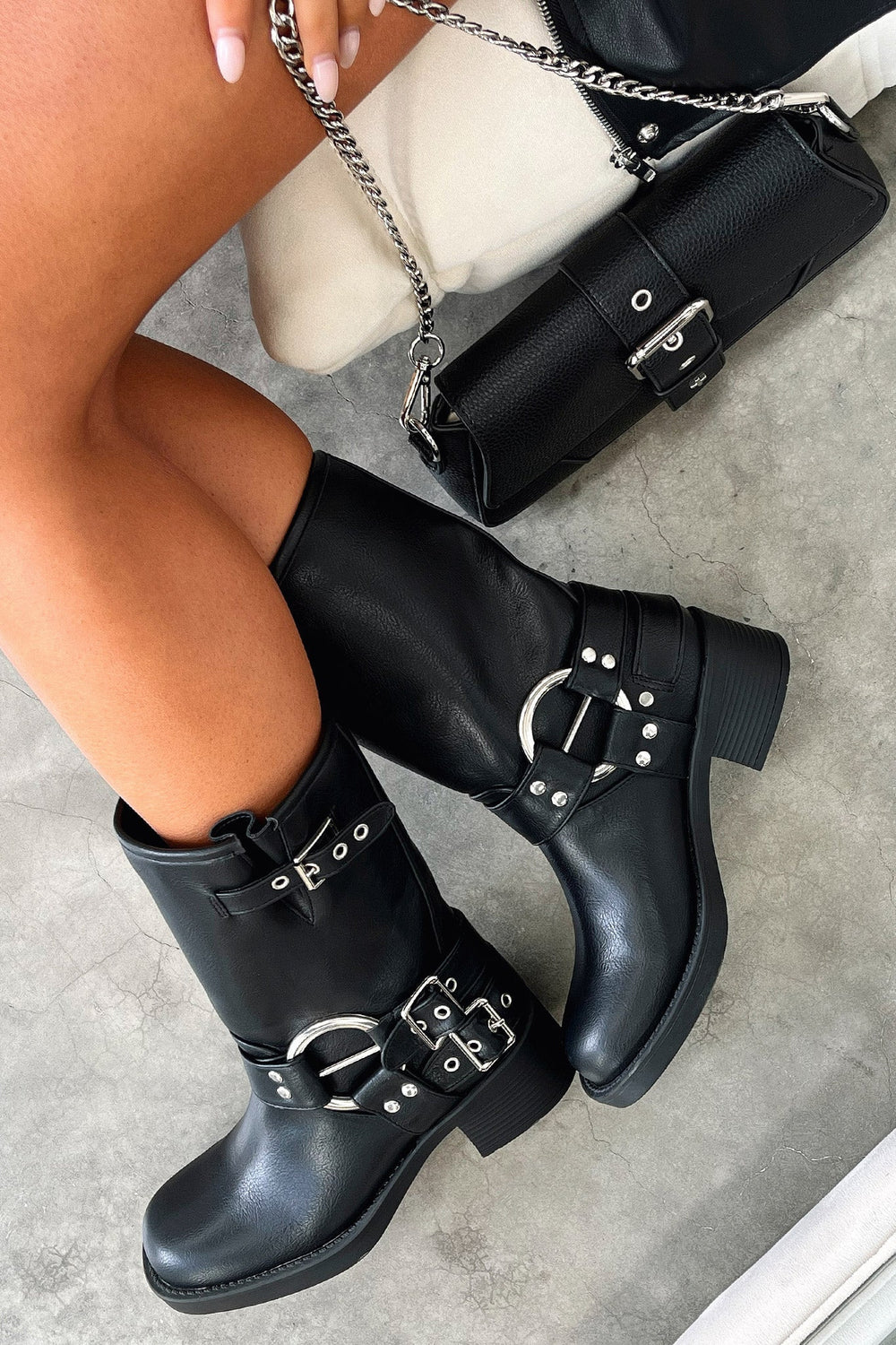 Petra | Women's Buckle Chunky Ankle Boots Leather