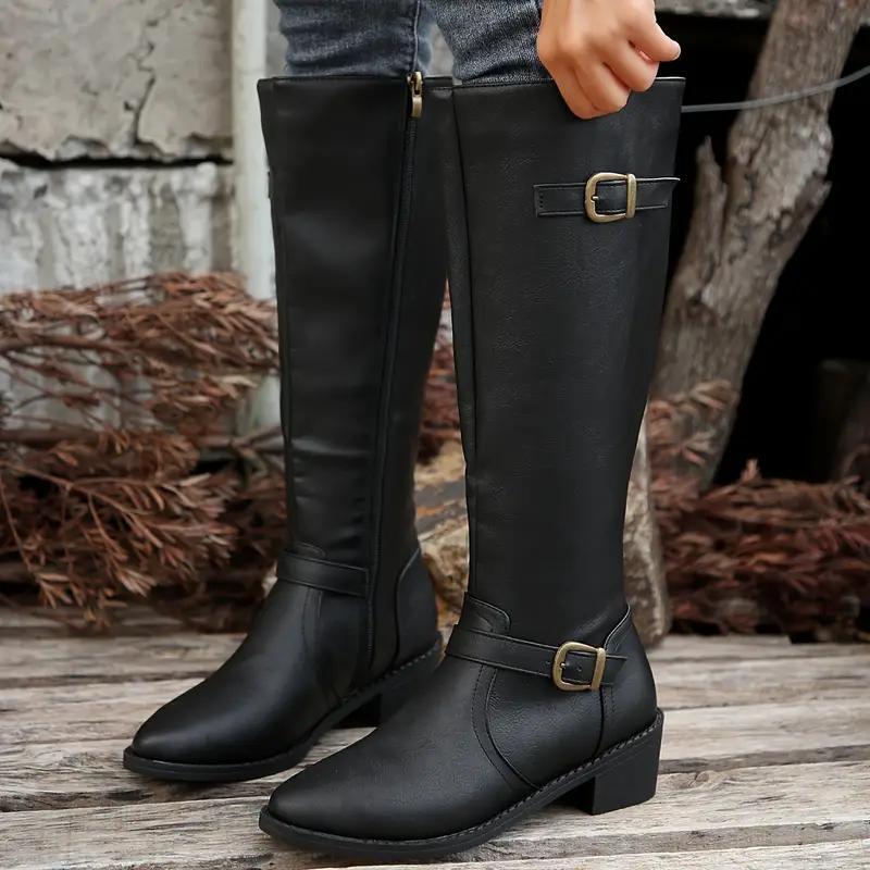 Poppy | Women's Buckle Knee High Boots Tall