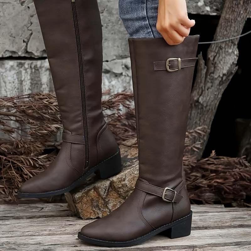 Poppy | Women's Buckle Knee High Boots Tall