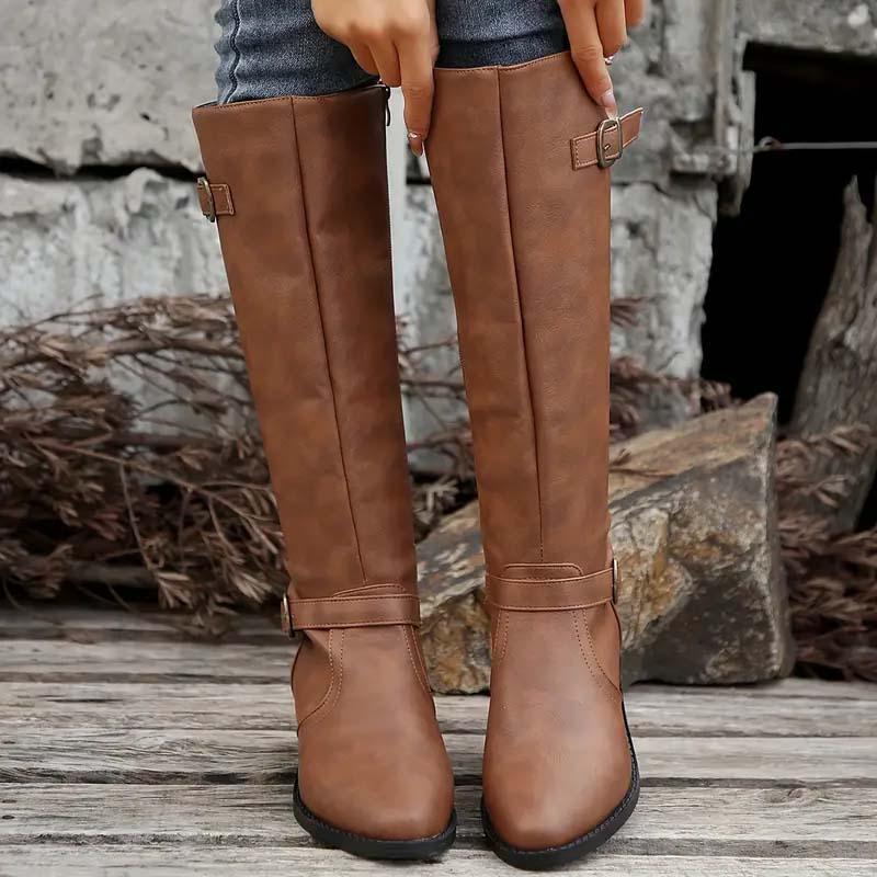 Poppy | Women's Buckle Knee High Boots Tall