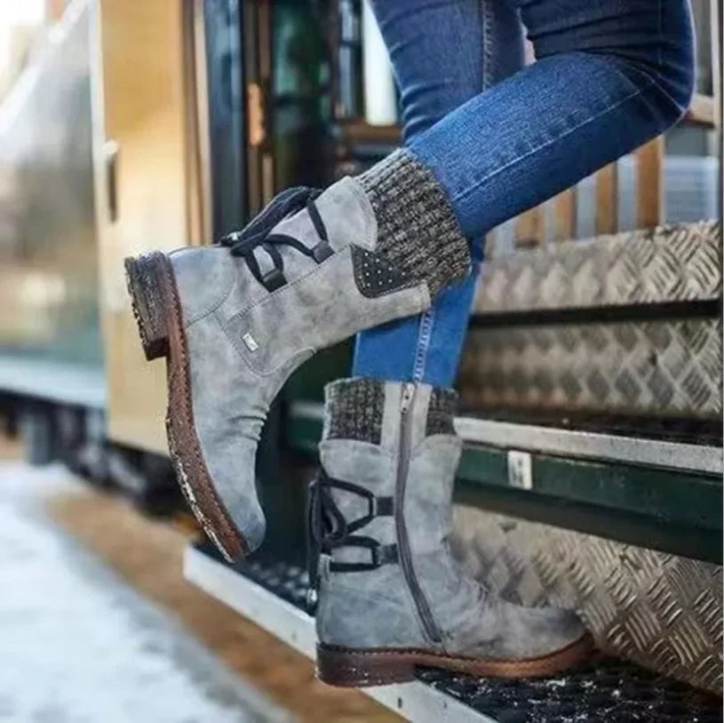 Women's Lace-Up Comfort Mid-Calf Winter Boots