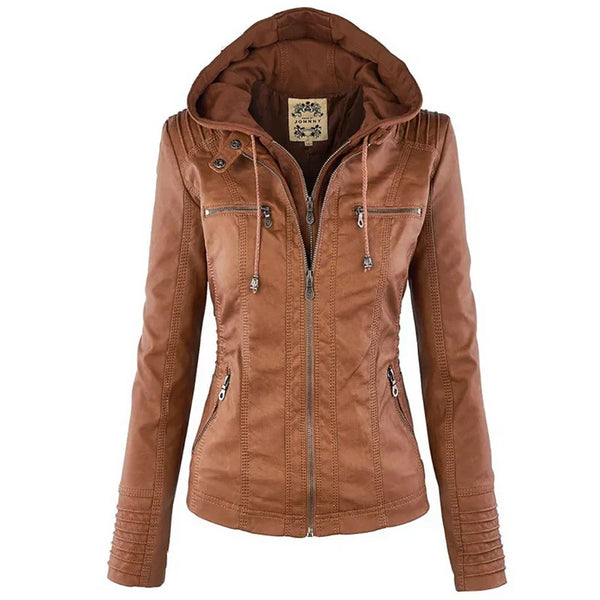 Women's Water-Repellent Faux Leather Jacket