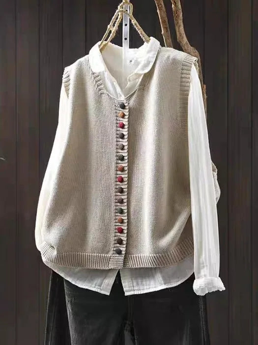 Women's V-Neck Short-Sleeve Knit Cardigan