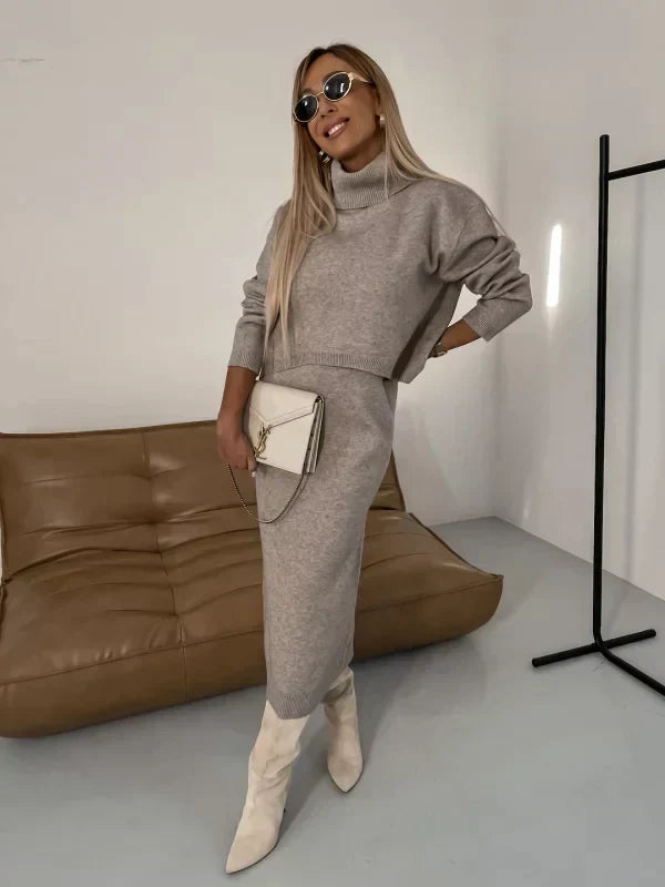 Sibyl | Women's Roll Neck Jumper Dress Knit