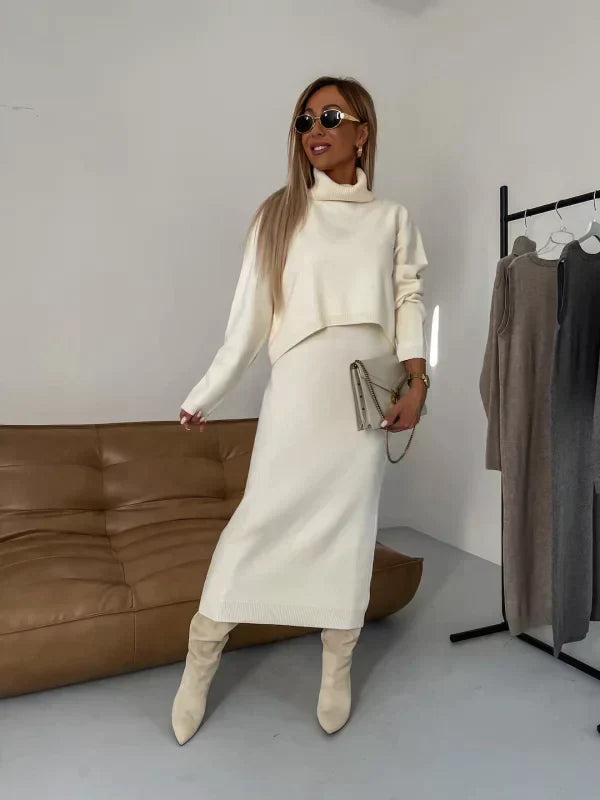 Sibyl | Women's Roll Neck Jumper Dress Knit