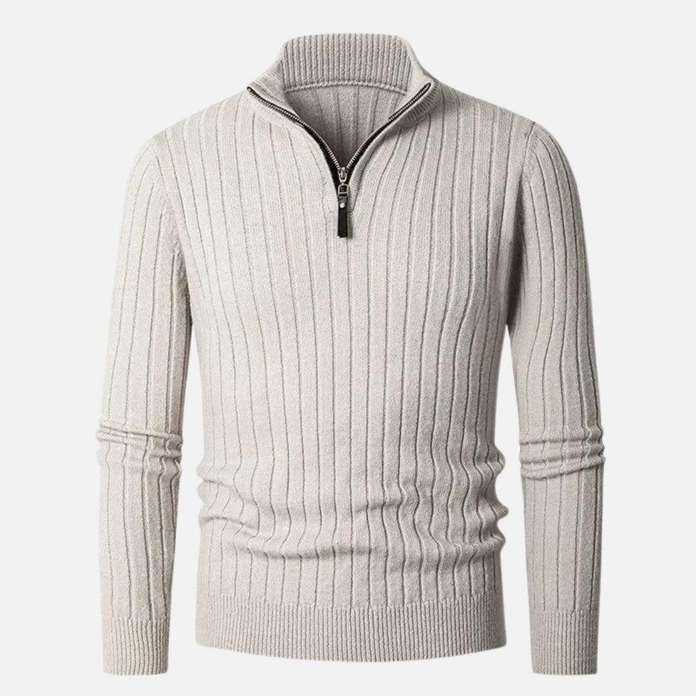 Men's Ribbed Half-Zip Knitted Sweater