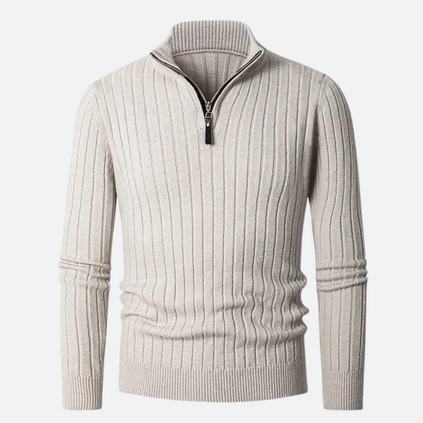 Men's Ribbed Half-Zip Knitted Sweater