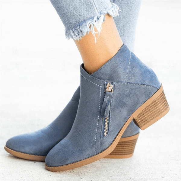 Women's Side-Zip Low Heel Ankle Boots
