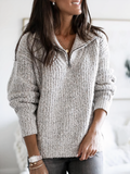 Women's Everyday Knitted Zip-Up Sweater