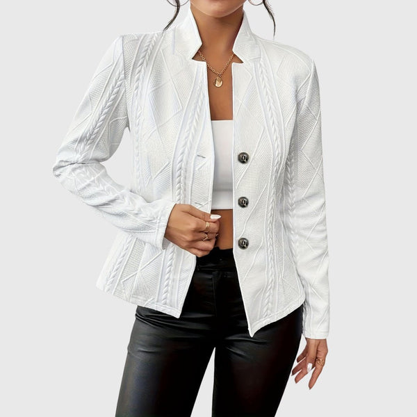 Women's Textured Fitted Button Blazer