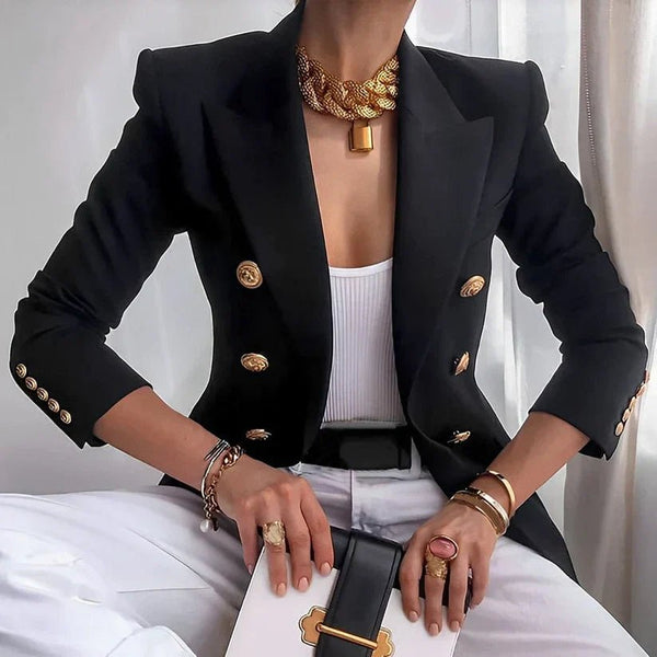 Women's Double-Breasted Gold-Button Blazer