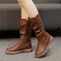 Women's Side-Zip Mid-Calf Leather Boots