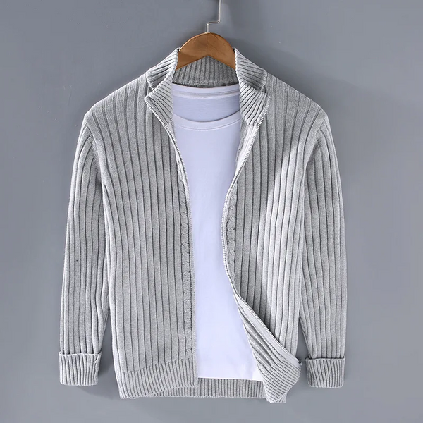 Men's Ribbed Zip Knitted Cardigan Sweater