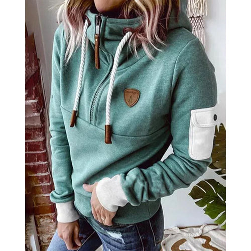 Women's Thick Hooded Knitted Zip-Up Sweater