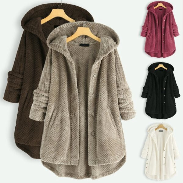 Women's Mid-Length Hooded Fleece Jacket