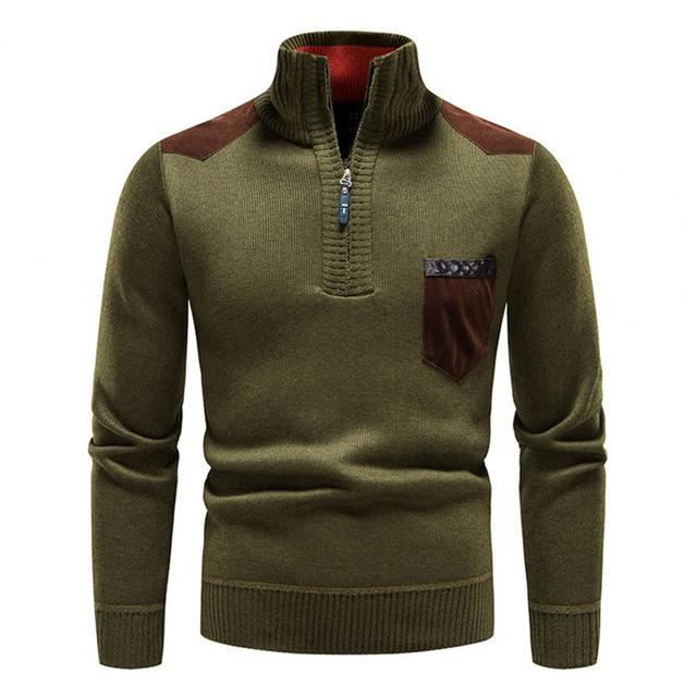 Men's Winter Quarter-Zip Knitted Sweater