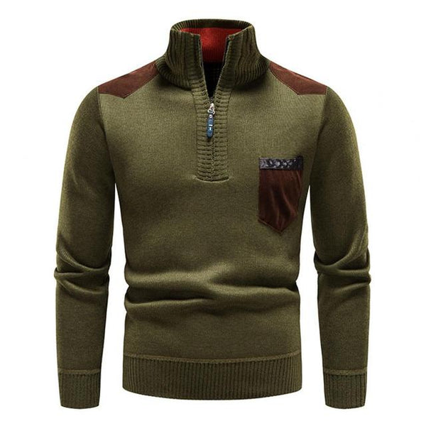 Men's Winter Quarter-Zip Knitted Sweater