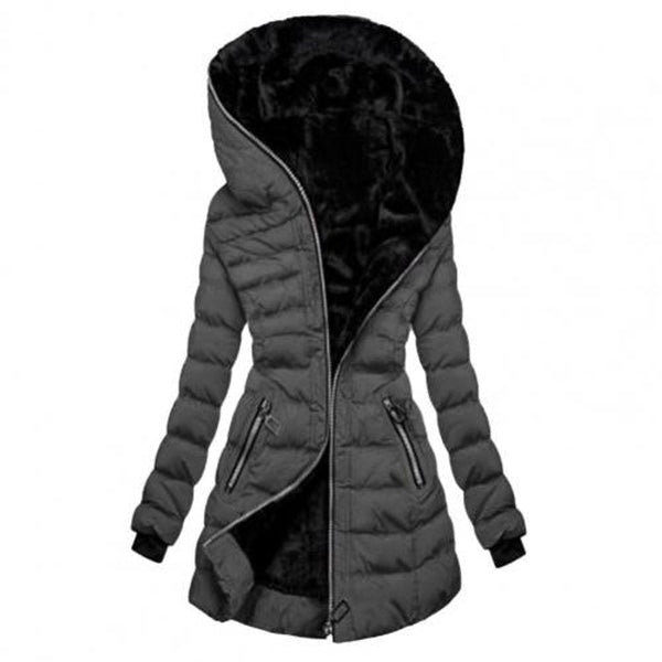 Women's Long Fleece-Lined Quilted Winter Jacket